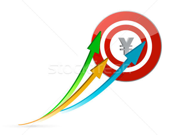 Stock photo: yen arrows pointing target illustration design over white