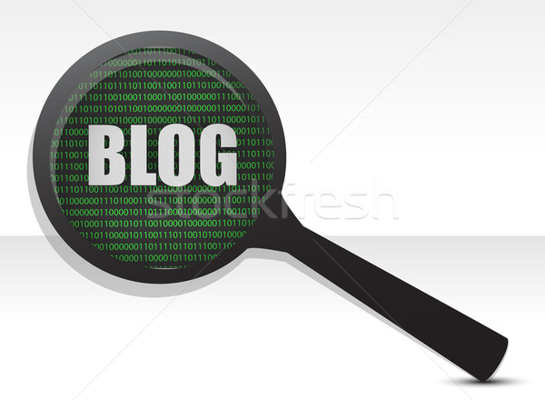 blog binary magnifier concept illustration design over white Stock photo © alexmillos