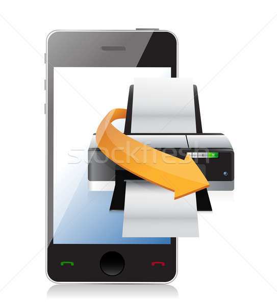 принтер телефон приложение иллюстрация дизайна белый Сток-фото © alexmillos