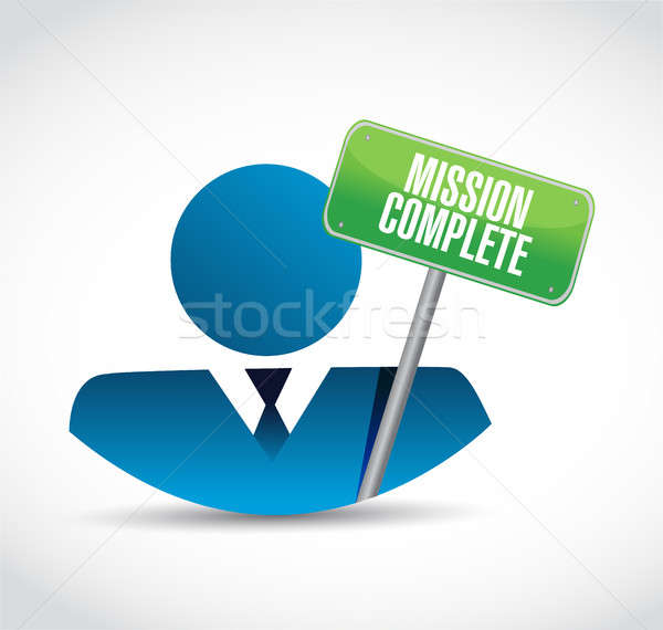 Stock photo: mission complete people sign concept