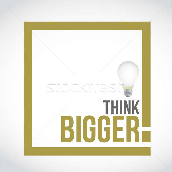 Gondolkodik nagyobb ötlet villanykörte szöveg doboz Stock fotó © alexmillos