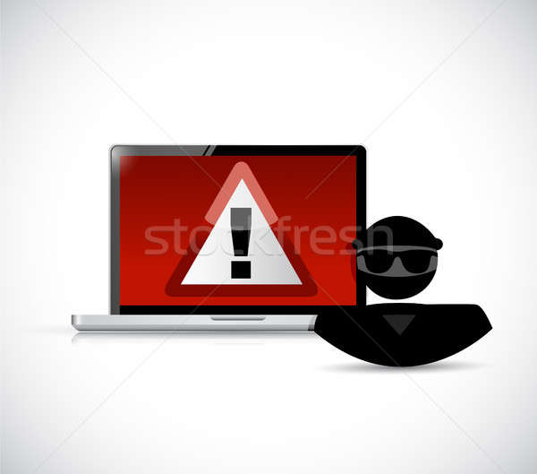 Security warning. Hacker and computers Stock photo © alexmillos