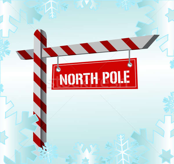 Snow covered sign pointing to the North Pole Stock photo © alexmillos