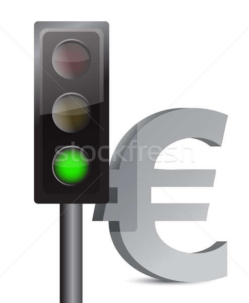 green light on euro concept illustration design over white Stock photo © alexmillos