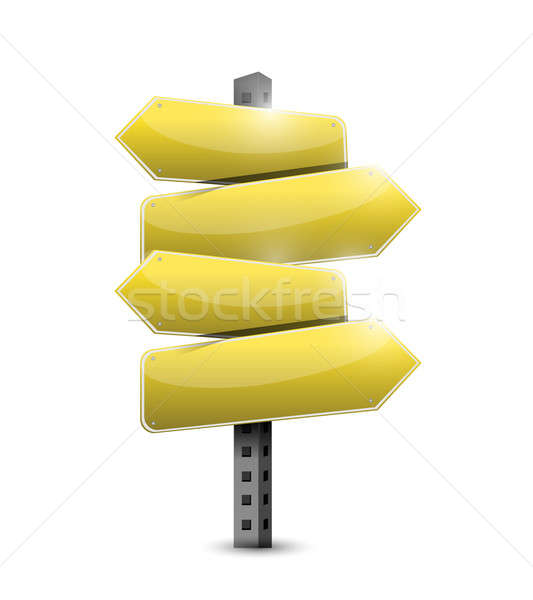 yellow road signs illustration design over a white background Stock photo © alexmillos