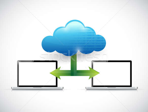laptop cloud computing network illustration design over white Stock photo © alexmillos