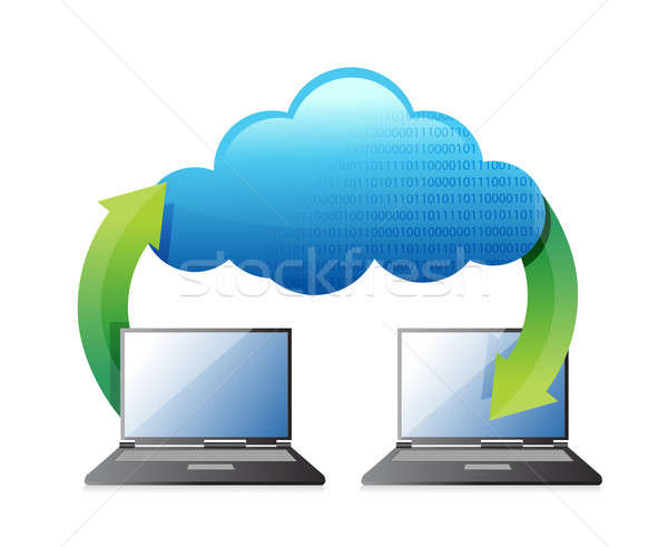 Laptop transferring to cloud  Stock photo © alexmillos