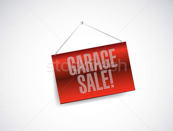 Сток-фото: гаража · продажи · красный · подвесной · баннер · иллюстрация