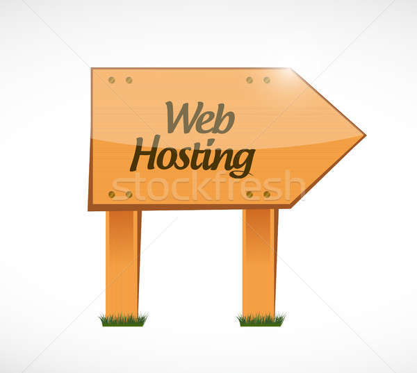 Internetowych hosting drewna podpisania ilustracja grafiki Zdjęcia stock © alexmillos
