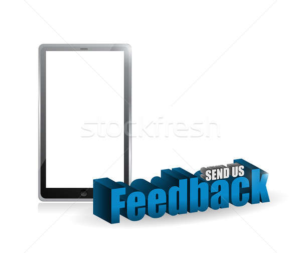 tablet feedback 3d blue sign illustration Stock photo © alexmillos