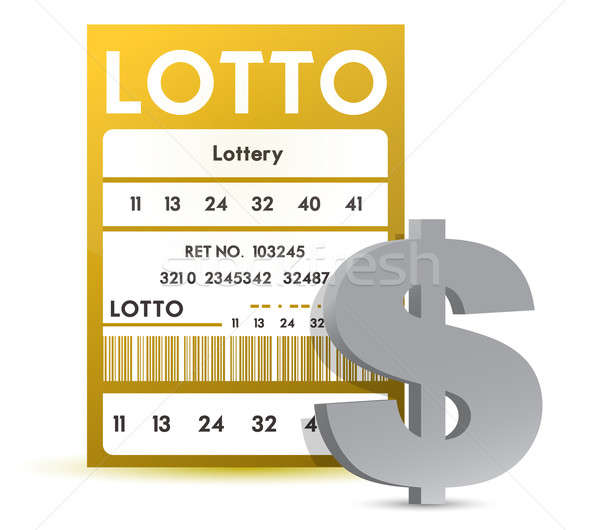 Loteria bilhete cifrão ilustração projeto branco Foto stock © alexmillos