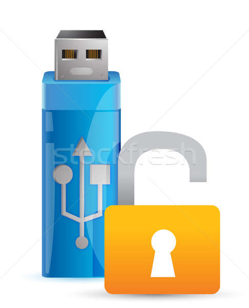 Usb flash drive kluczowych ilustracja projektu bezpieczeństwa Zdjęcia stock © alexmillos