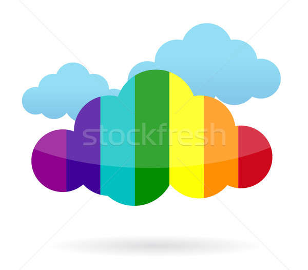 colorful cloud transferring information illustration design over Stock photo © alexmillos