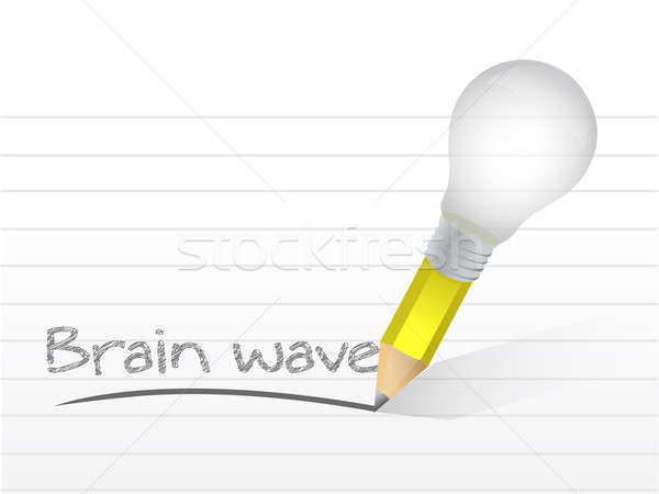 Brain wave written with a light bulb idea pencil  Stock photo © alexmillos
