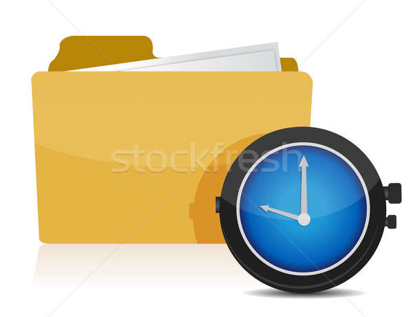 Foto stock: Carpeta · icono · reloj · blanco · diseno · arte