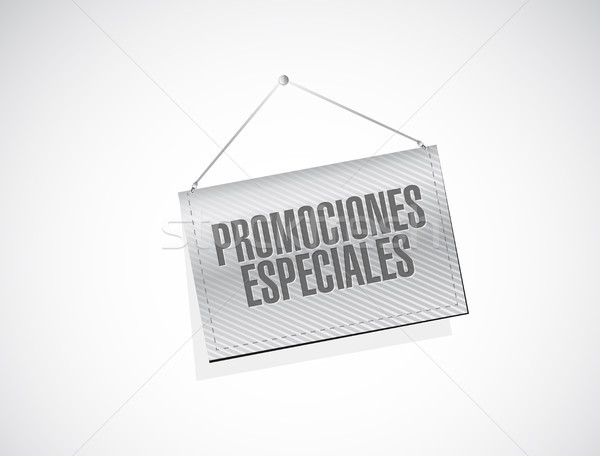 special promotions in Spanish hanging sign concept Stock photo © alexmillos