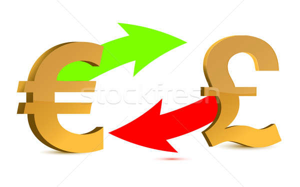 Moneda intercambio euros libra aislado blanco Foto stock © alexmillos