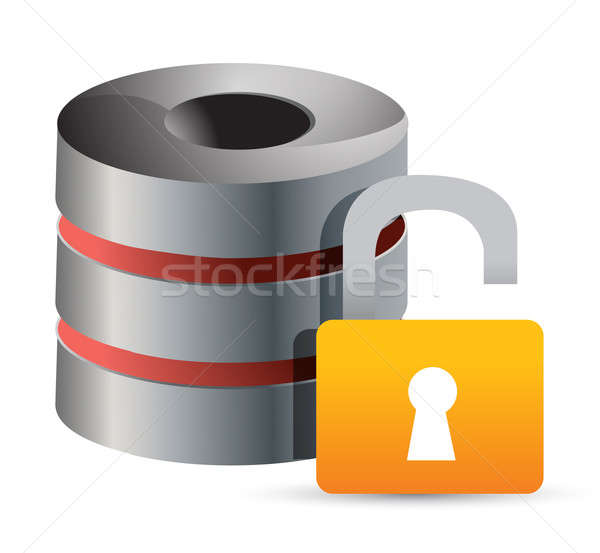 Onveilig computer database illustratie ontwerp witte Stockfoto © alexmillos