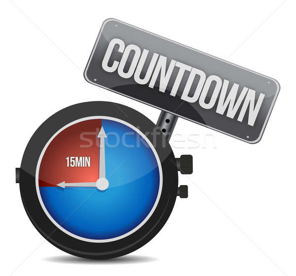Horloge woord countdown illustratie ontwerp witte Stockfoto © alexmillos