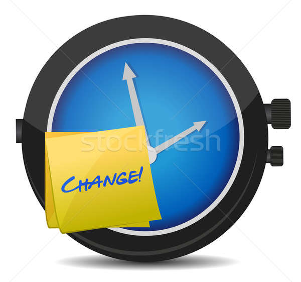 change concept watch and post it illustration design over white Stock photo © alexmillos
