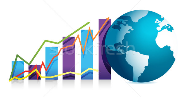 Globális üzlet grafikon illusztráció terv fehér földgömb Stock fotó © alexmillos