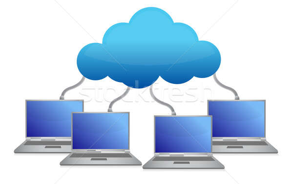 Laptopok felhő számítógép laptop technológia biztonság Stock fotó © alexmillos