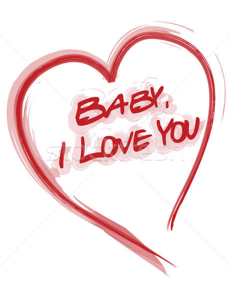 Baby, I love you heart card isolated over a white background. Stock photo © alexmillos