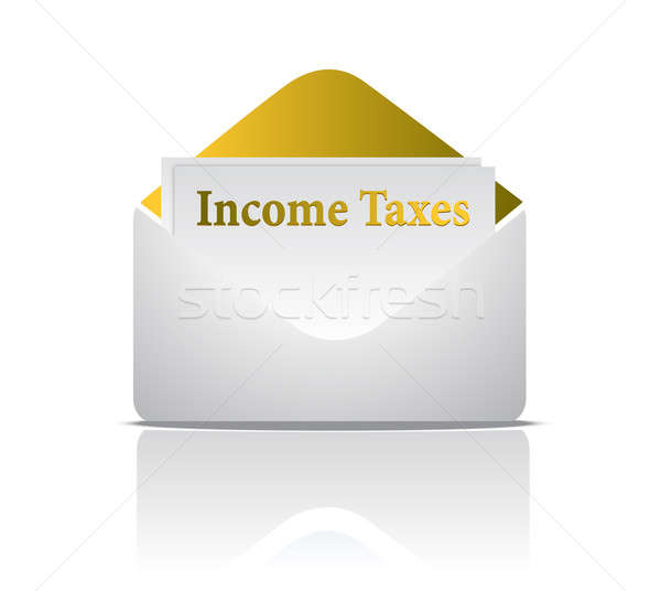 income tax golden envelope design isolated over a white backgrou Stock photo © alexmillos
