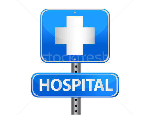 Hospital street sign on a white background Stock photo © alexmillos