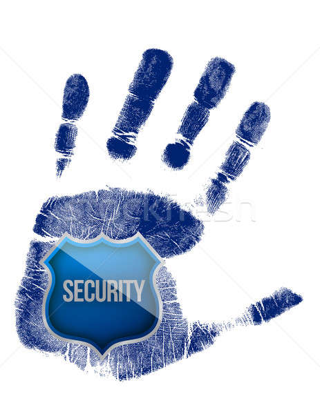 handprint with security blue shield illustration design Stock photo © alexmillos