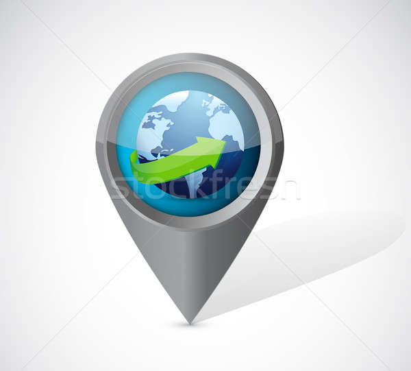 globe pointer illustration over a white background Stock photo © alexmillos
