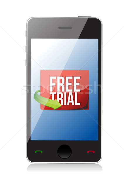 phone free trial message illustration design over white Stock photo © alexmillos