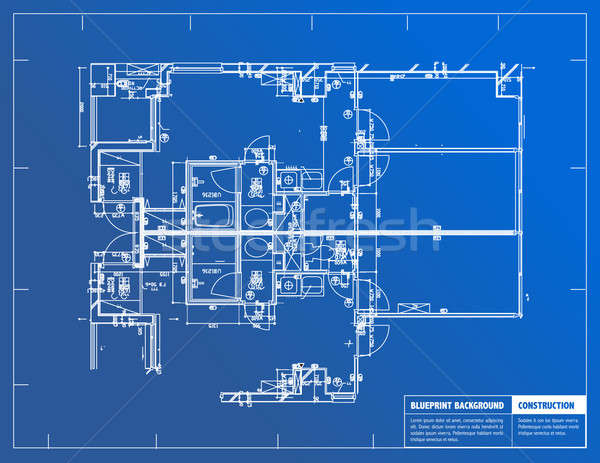 Sample of architectural blueprints over a blue background / Blue Stock photo © alexmillos