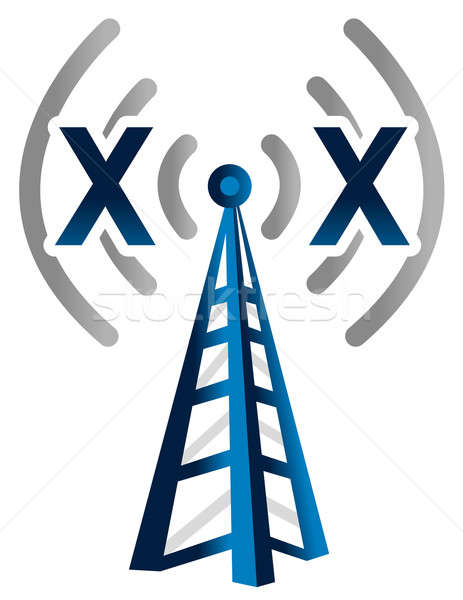 Kék drótnélküli technológia torony nem jel számítógép Stock fotó © alexmillos