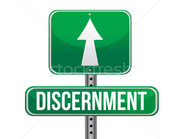 discernment road sign illustration design over a white backgroun Stock photo © alexmillos