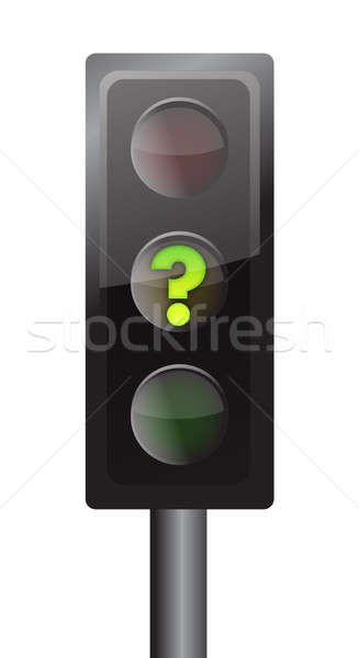 Traffic lights with yellow question mark signal illustration des Stock photo © alexmillos