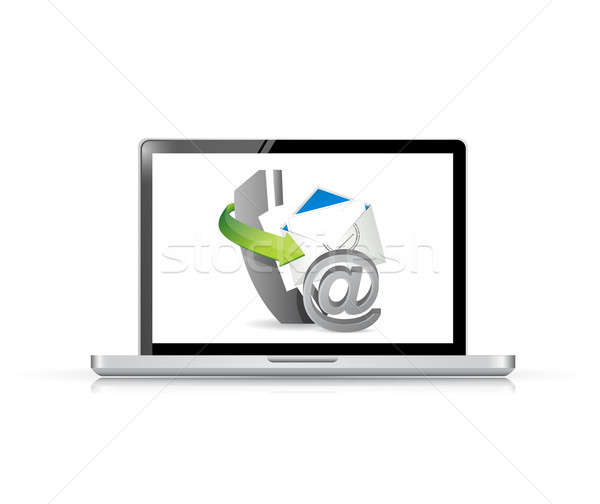 contact us set laptop illustration design over a white backgroun Stock photo © alexmillos