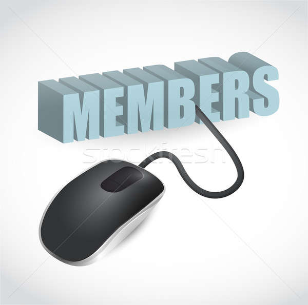 members sign connected to mouse illustration design over white Stock photo © alexmillos