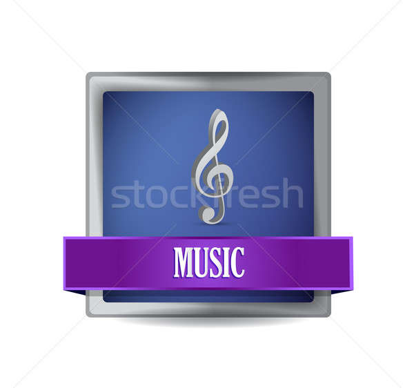 musical icon button illustration design over white Stock photo © alexmillos
