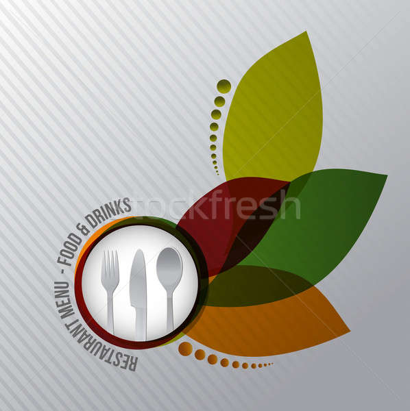 Restaurant menu food and drinks illustration design on white bac Stock photo © alexmillos