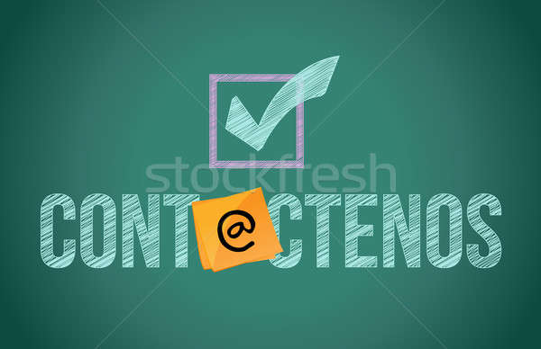 spanish contact us and button illustration Stock photo © alexmillos