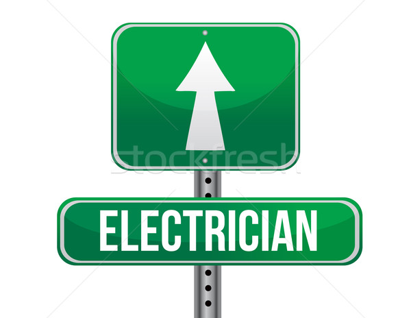 electrician road sign illustration design over a white backgroun Stock photo © alexmillos
