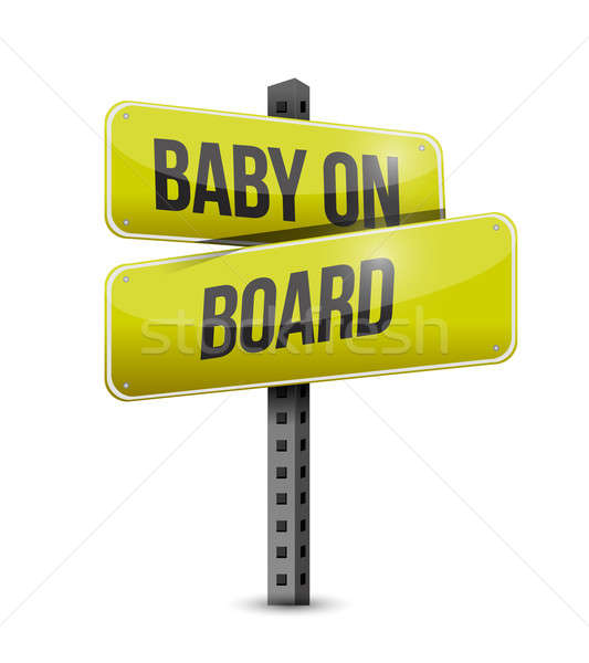 Stock photo: baby on board road sign illustration design over a white backgro