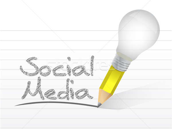 social media message written with a light bulb pencil. illustrat Stock photo © alexmillos