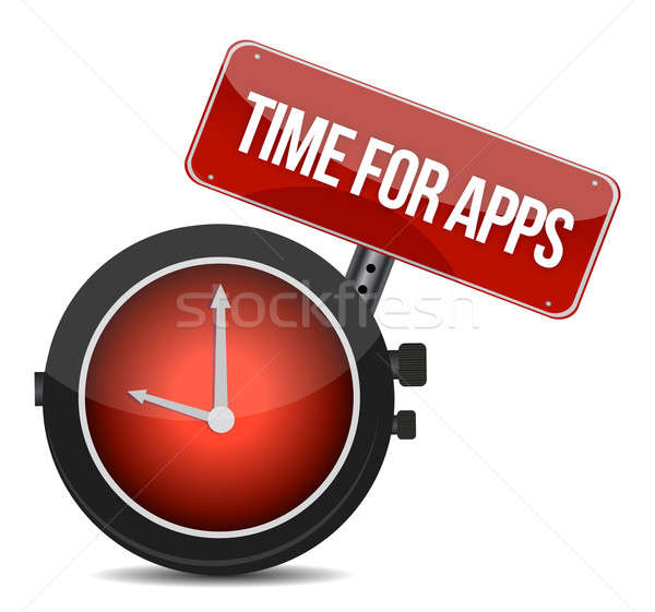 Clock 'Time for APPS' illustration design over white Stock photo © alexmillos