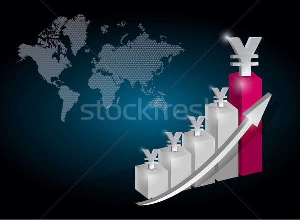 Stockfoto: Yen · valuta · grafiek · grafiek · illustratie · ontwerp