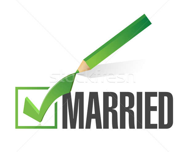 selected married with check mark. illustration design over white Stock photo © alexmillos