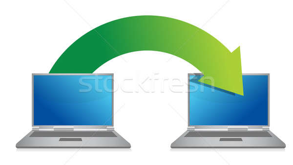 transferring files from laptop illustration design over a white  Stock photo © alexmillos