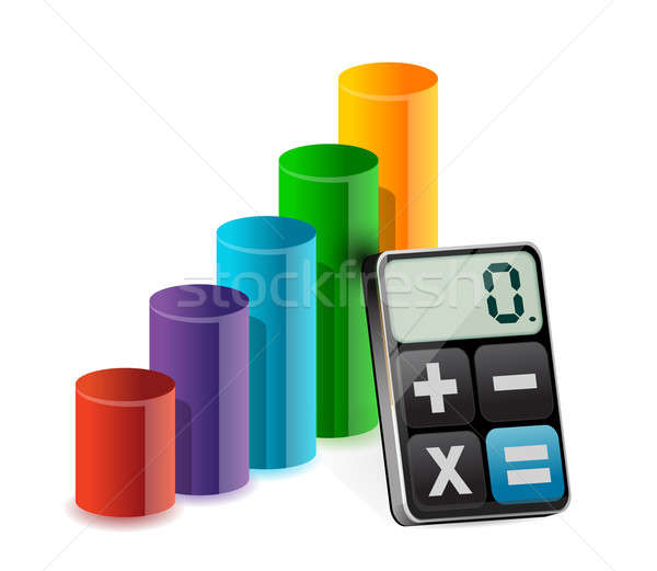 business graph and modern calculator illustration design over wh Stock photo © alexmillos