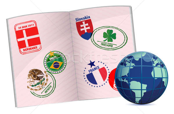 globe and passport illustration design with around the world sta Stock photo © alexmillos